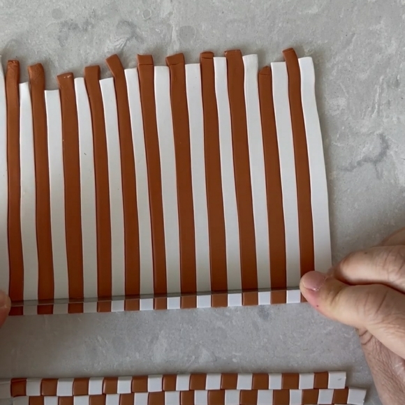 Polymer Clay Checkered Earrings - Picture 2 of 3